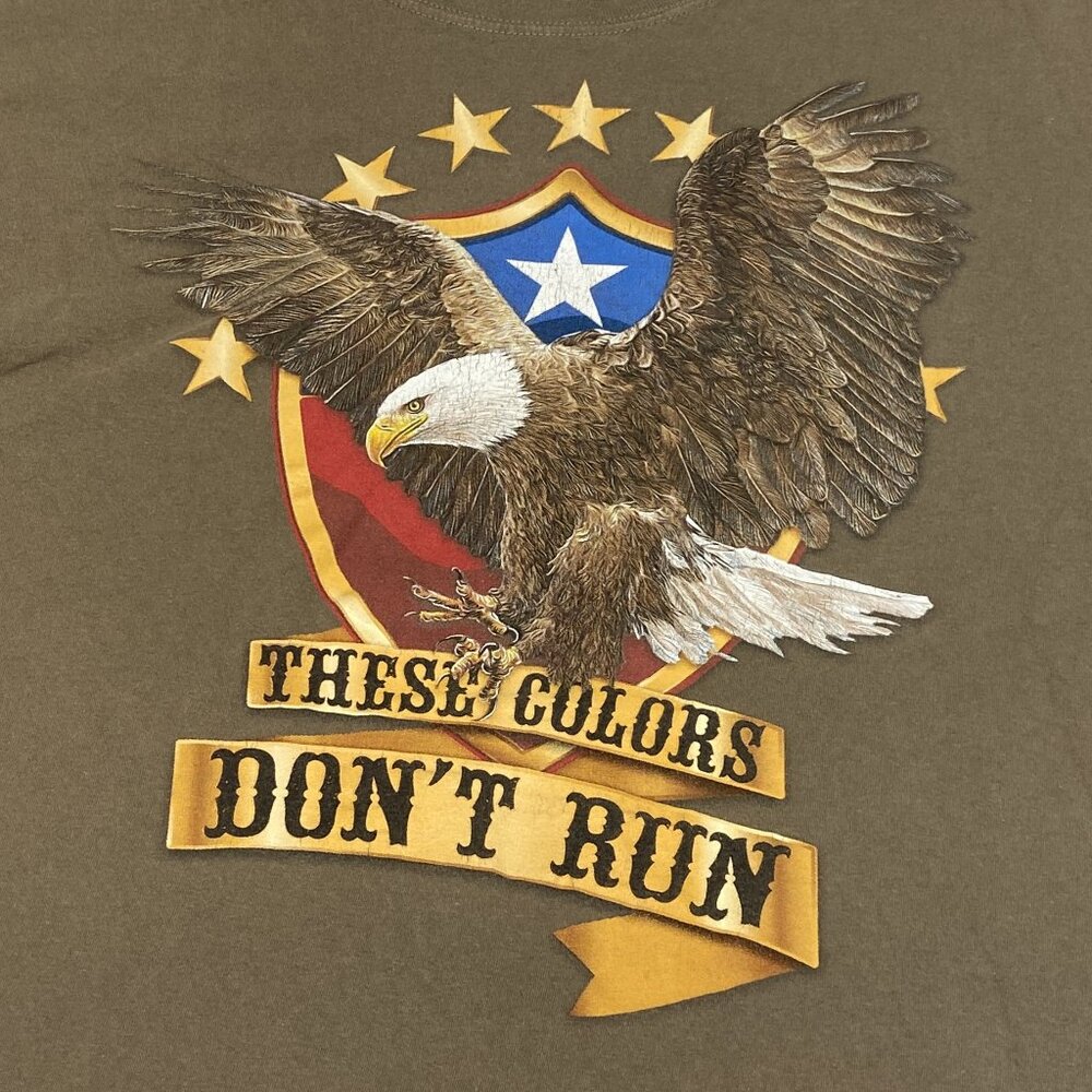 Celebrate Patriotic These Colors Don't Run Eagle Shield Graphic Tee Shirt Tan XL - Picture 6 of 10
